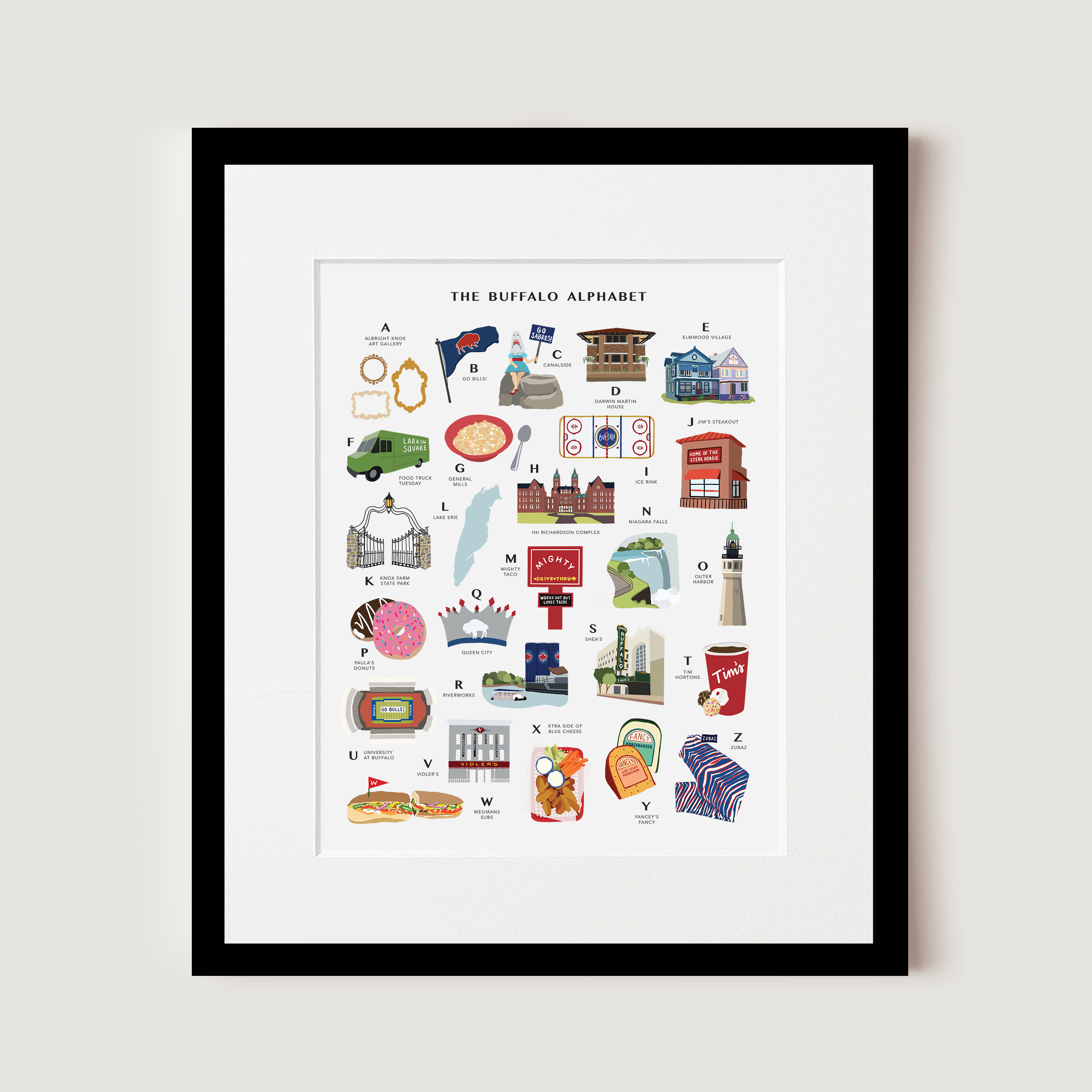 Buffalo, New York Alphabet, Art Print