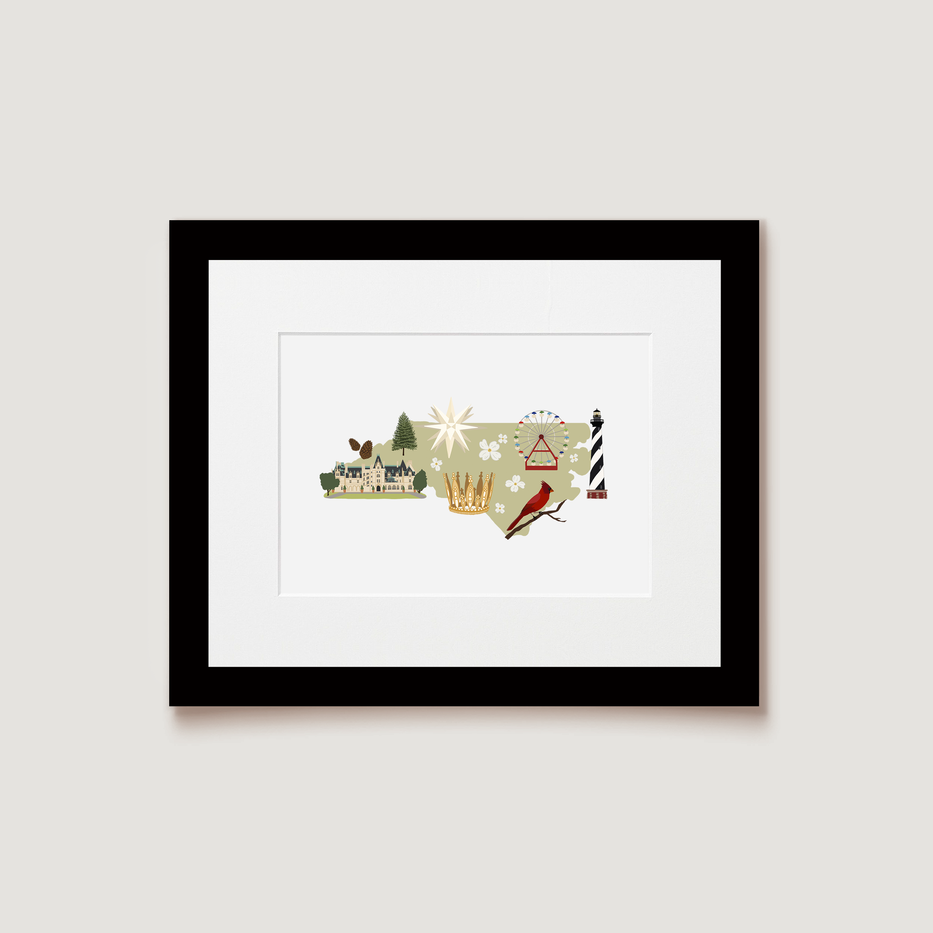 Art Print, North Carolina State Icons