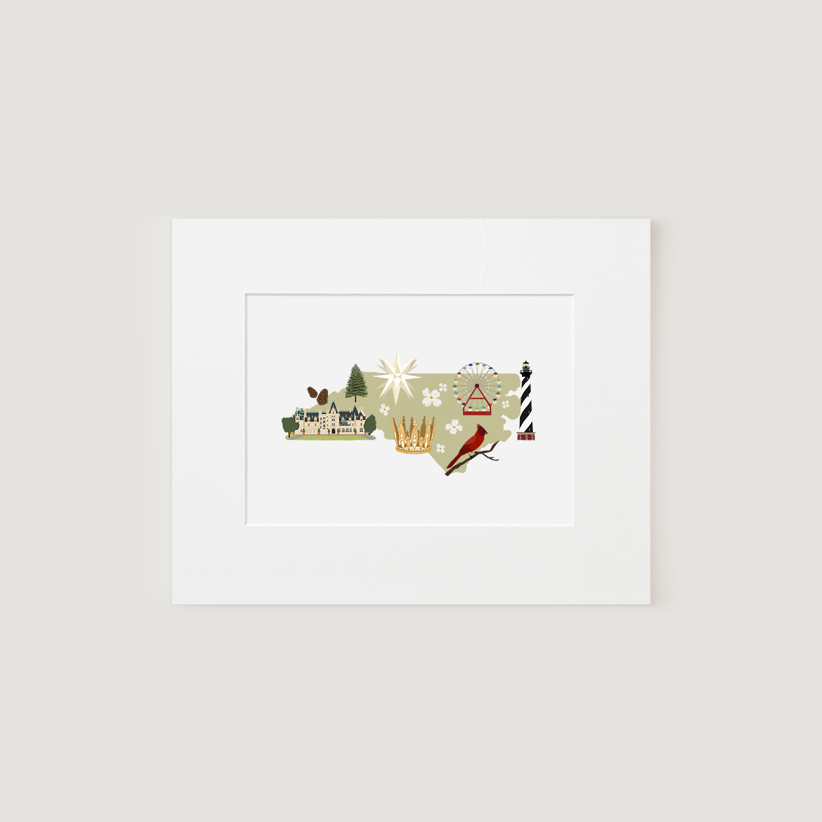 Art Print, North Carolina State Icons