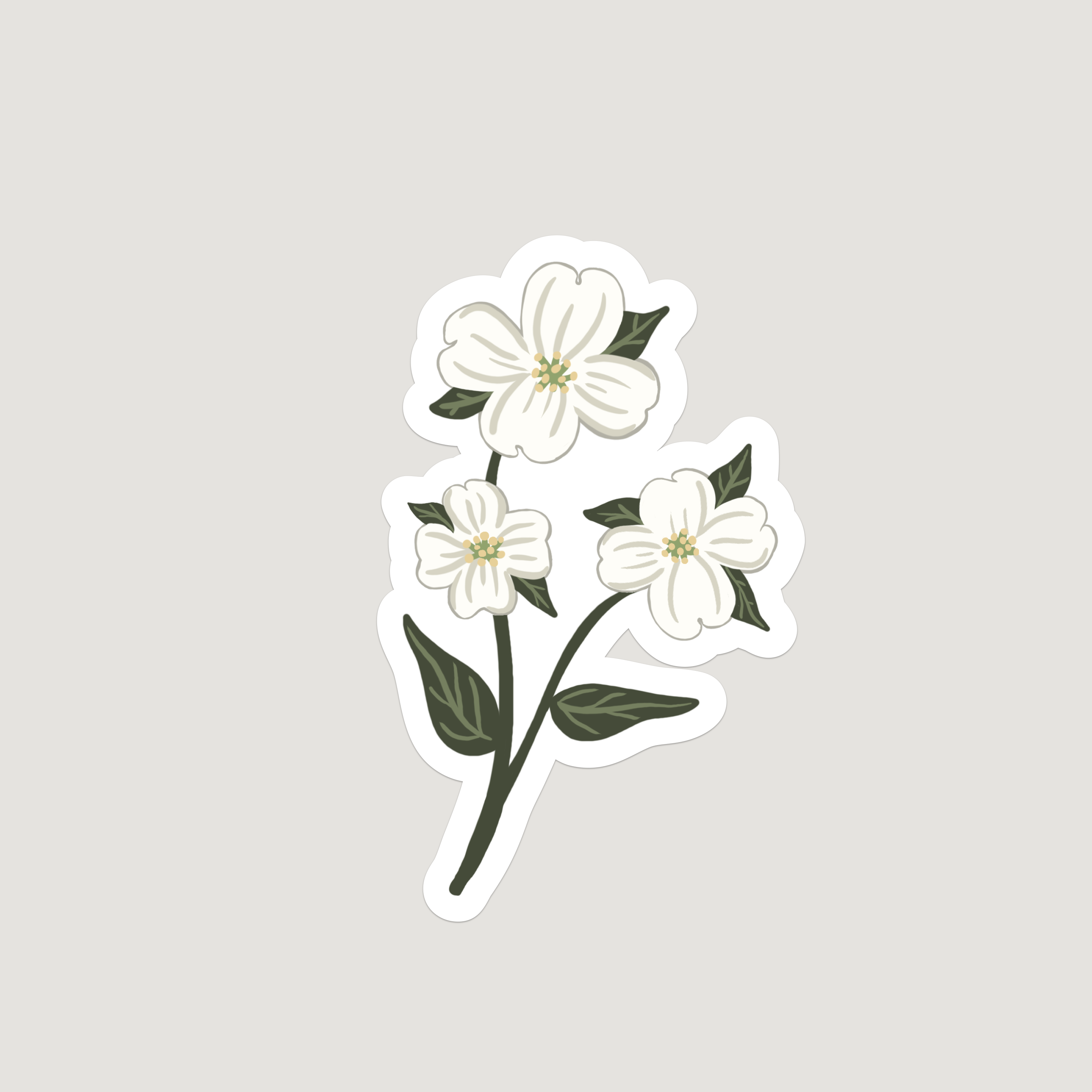 Waterproof Vinyl Sticker, Dogwood Flower