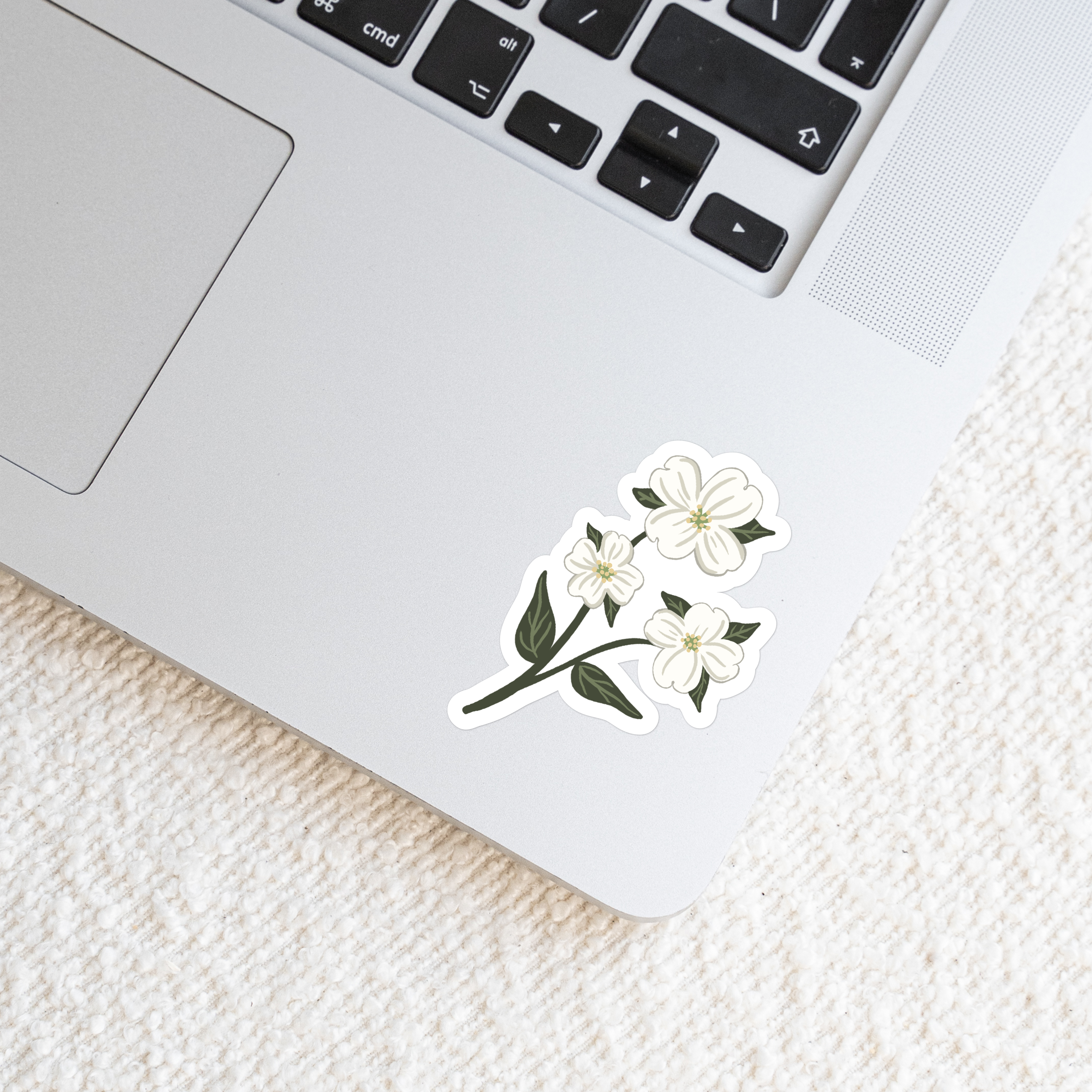 Waterproof Vinyl Sticker, Dogwood Flower