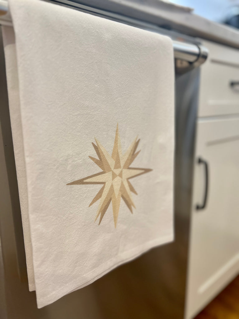 Moravian Star, 100% cotton flour sack tea towels, 27" x 27"