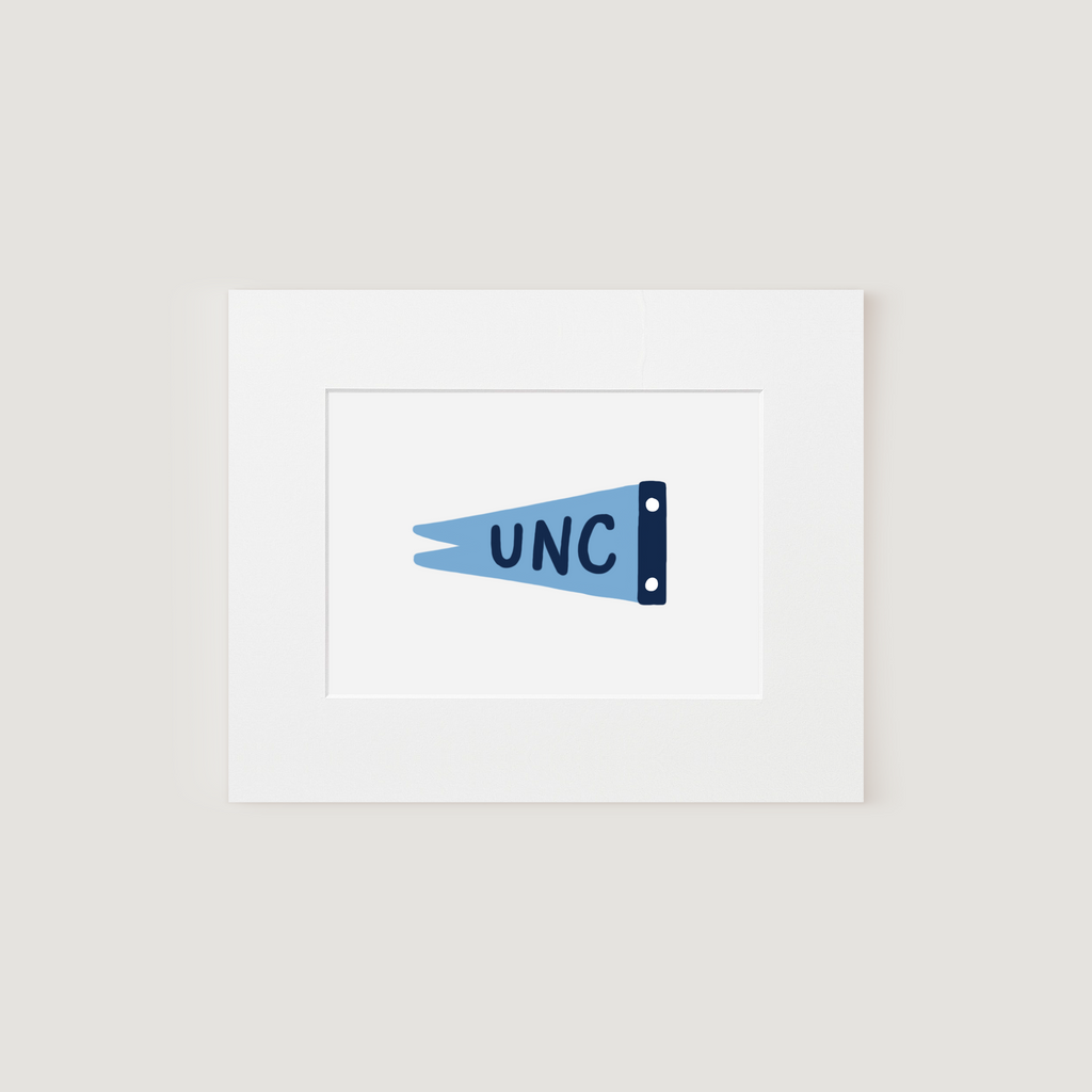 Matted Art Print, UNC Pennant