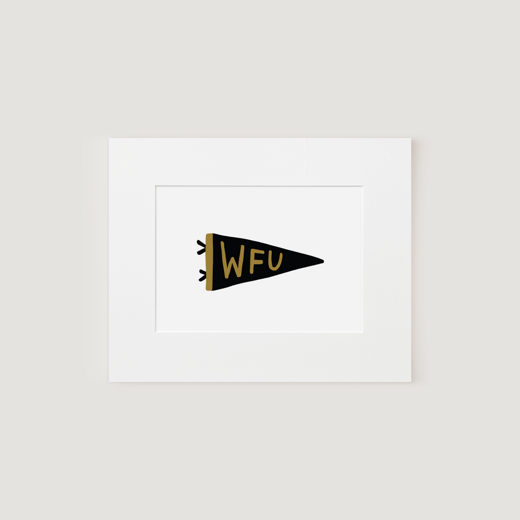 Matted Art Print, Wake Forest Pennant
